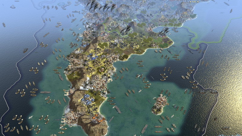 Illustration for article titled What A 61-Player Civilization V Map Looks Like Without The UI